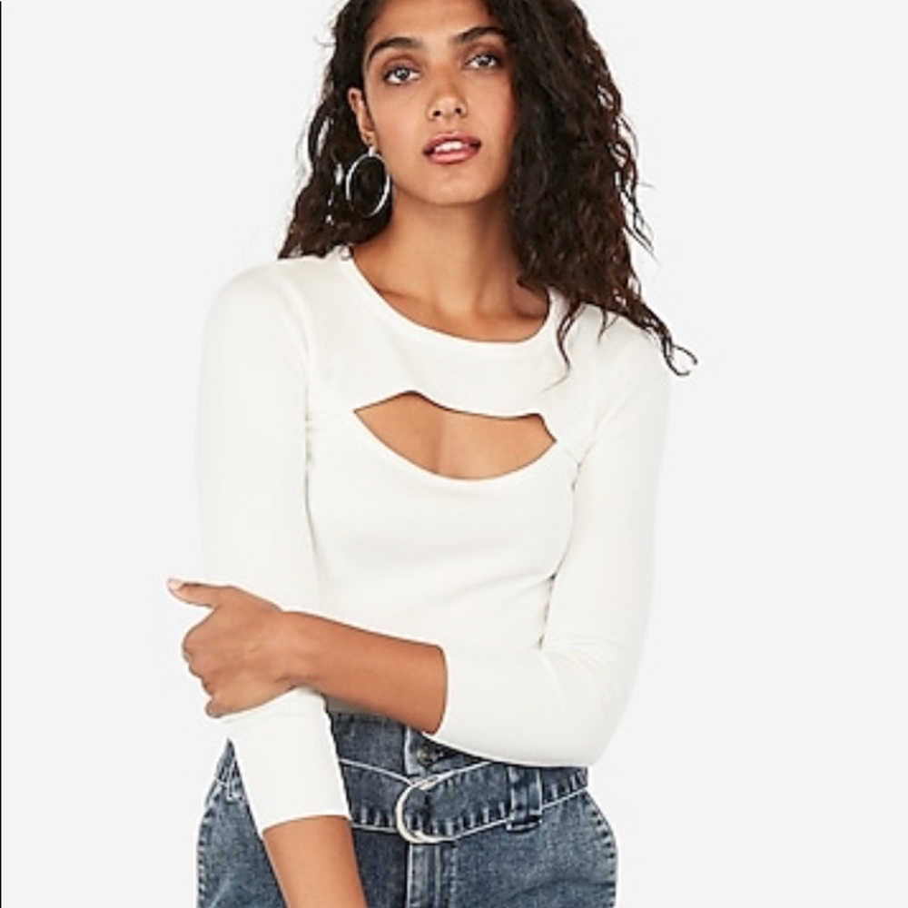 NEW ivory cutout fitted sweater